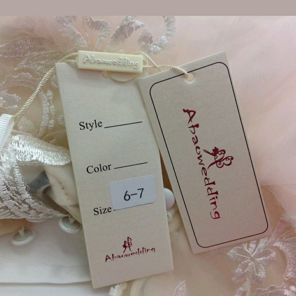 Abao Wedding Girls Dress Lace Tulle Illusion - Picture 5 of 6